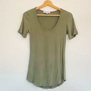 Olive green Amour Vert short sleeve ribbed top